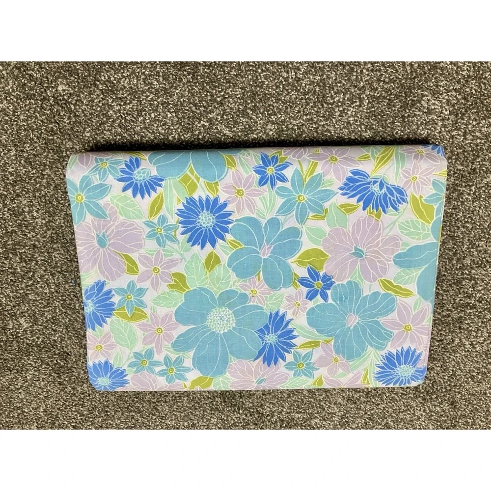Vintage Springmaid Wondercale Blue White Floral TWIN FLAT SHEET Percale Cottage